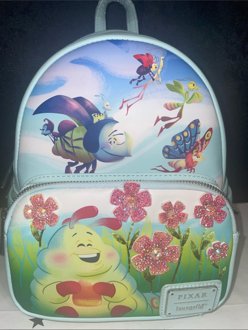 Bedazzled Loungefly Disney Pixar A Bug's Life Earth Day Mini Backpack